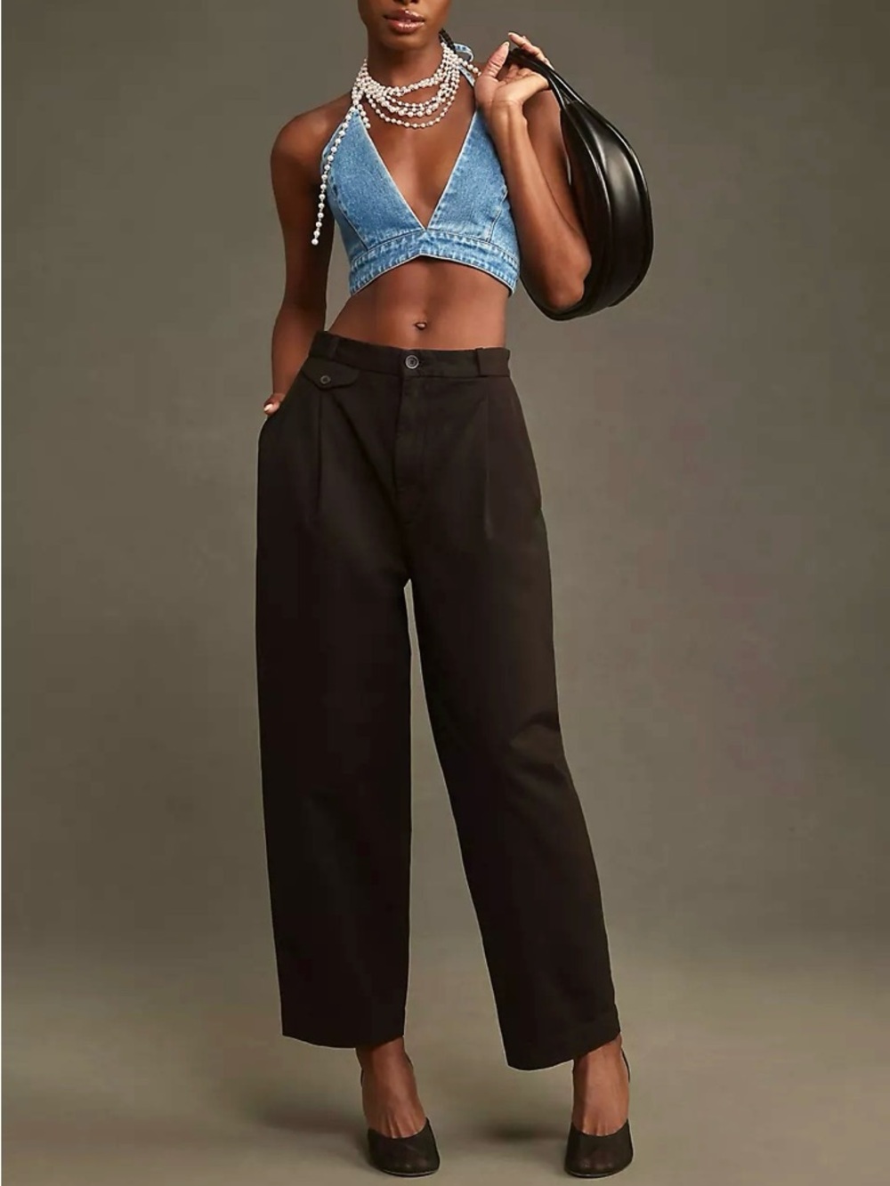 AGOLDE Becker Chino Pants Baggy Tapered Trousers in Black Size27